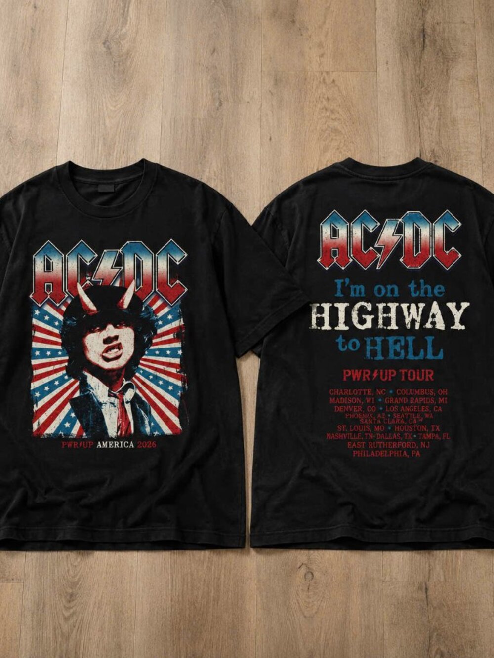 AC/DC Angus Young Highway to Hell PWR UP Tour 2026 Concert Tee Black